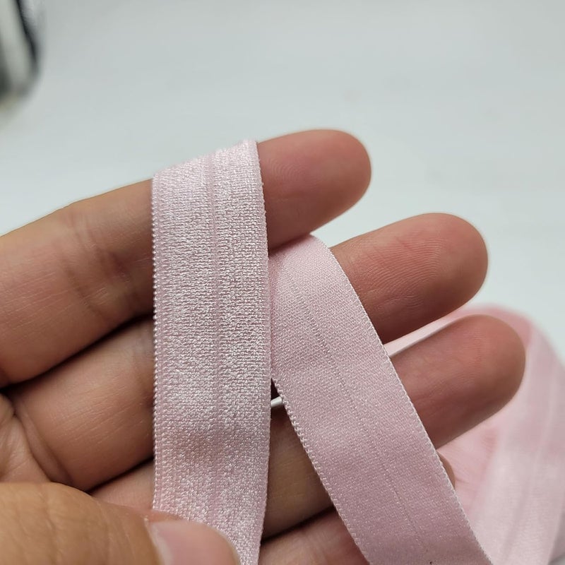 FAYADA Fold Over Elastic,5/8" Foldover FOE Trim Elastic Ribbon,Stretch FOE Band for Hair Ties Headbands Sewing Craft -5 Yards (Nude Pink) - Image 4